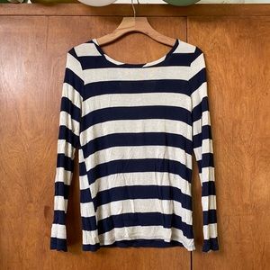 Navy Striped Bow Back Long Sleeve